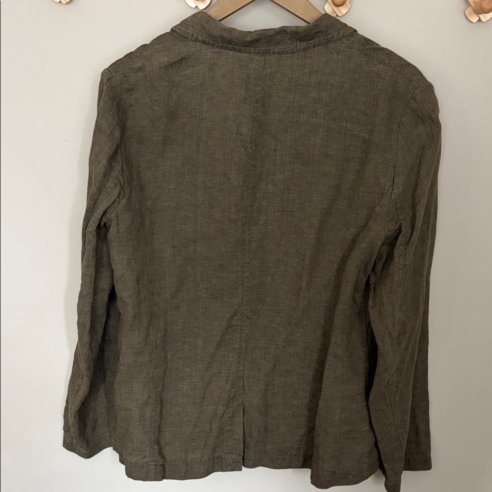 Linen Olive Green Blazer jacket - Picture 4 of 4